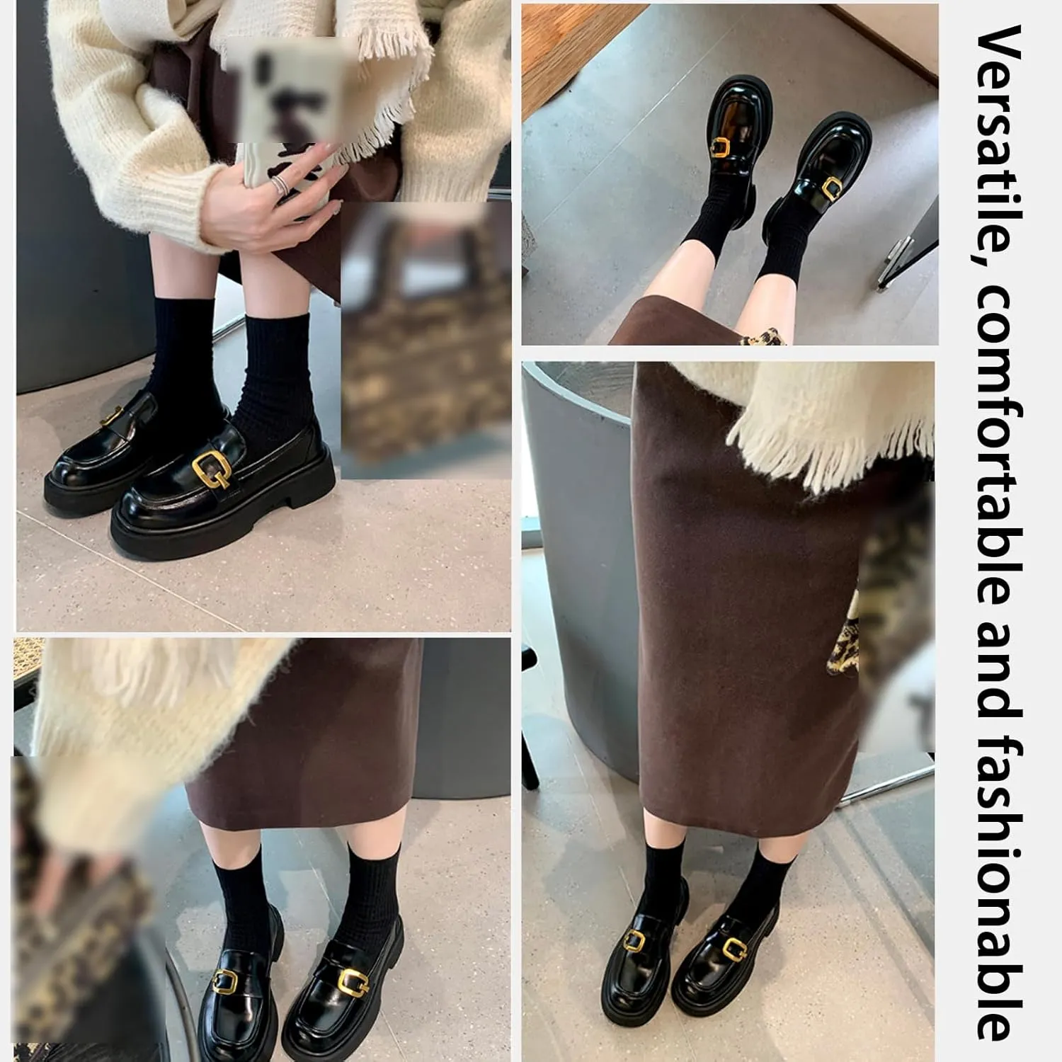 2025NEW Women's Platform Penny Loafers Slip on Chunky Heel Loafer Classic Leather Round Toe Dress Shoes Comfortable Business Work Casual Shoes