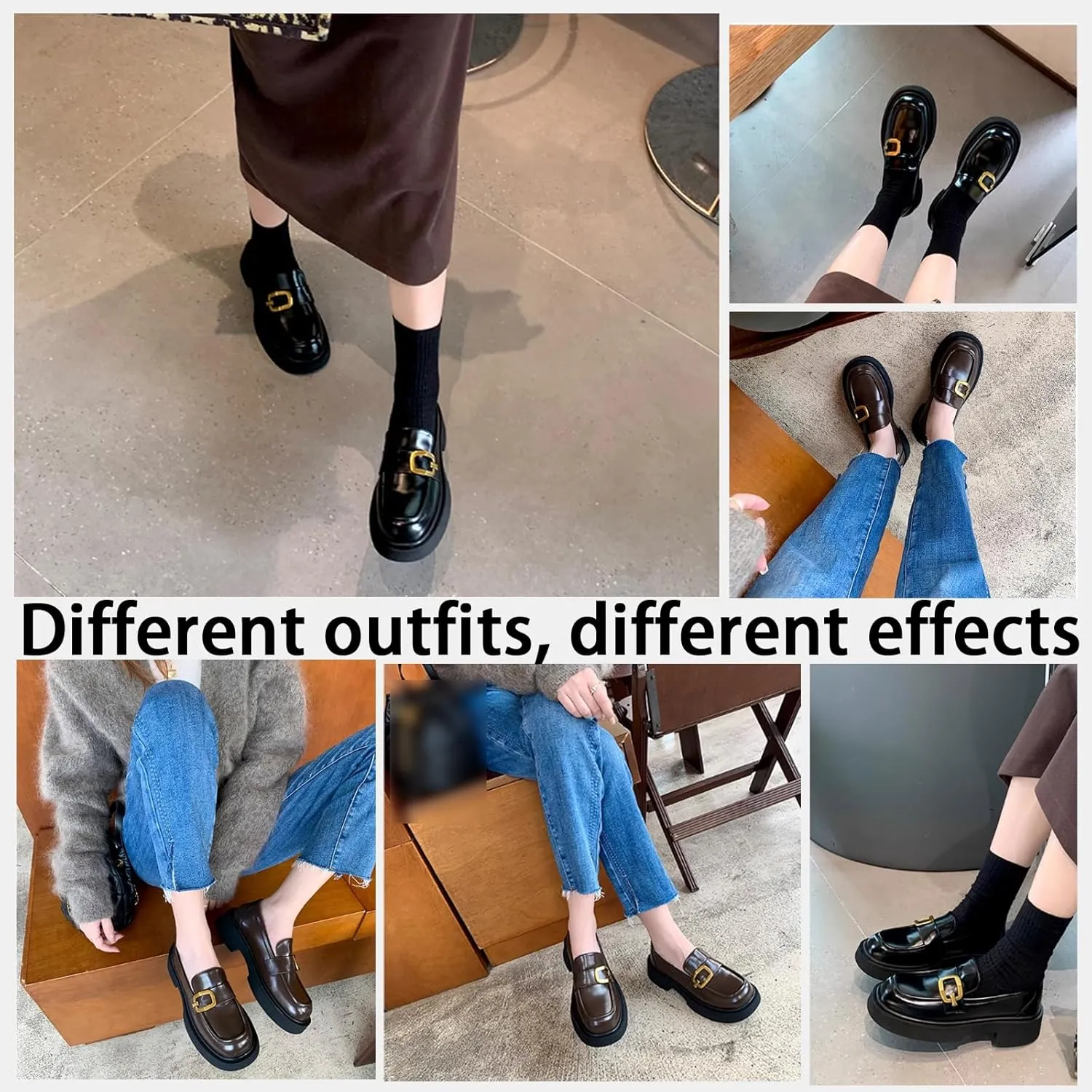 2025NEW Women's Platform Penny Loafers Slip on Chunky Heel Loafer Classic Leather Round Toe Dress Shoes Comfortable Business Work Casual Shoes