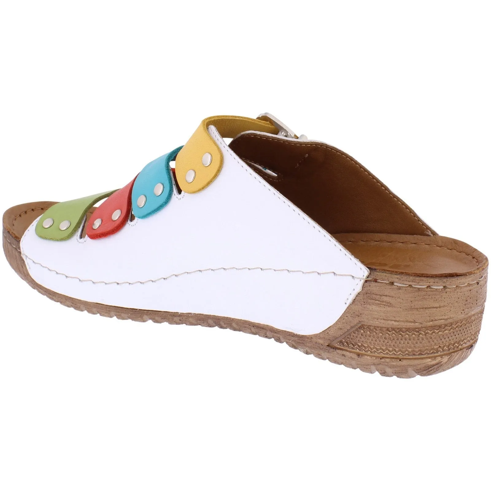 Adesso A7181 Zuri Ladies Rainbow Leather Buckle Sandals