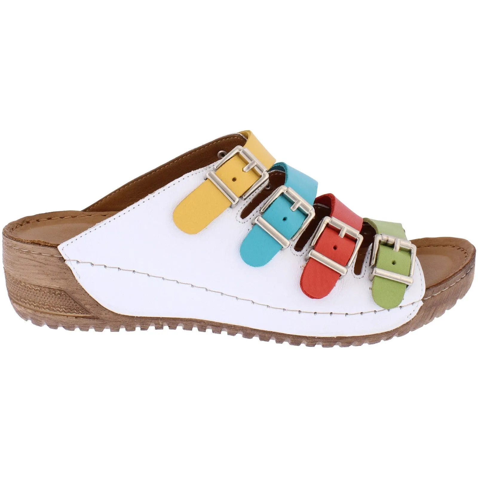 Adesso A7181 Zuri Ladies Rainbow Leather Buckle Sandals