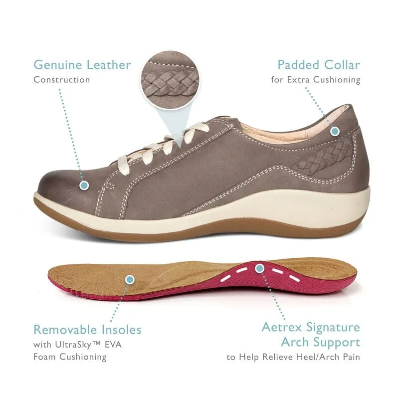Aetrex Women's Dana Oxford Sneakers- Warm Grey