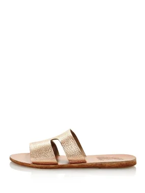 ANCIENT GREEK SANDALS Womens Pink Cut Out Metallic Apteros Slip On Leather Slide Sandals Shoes