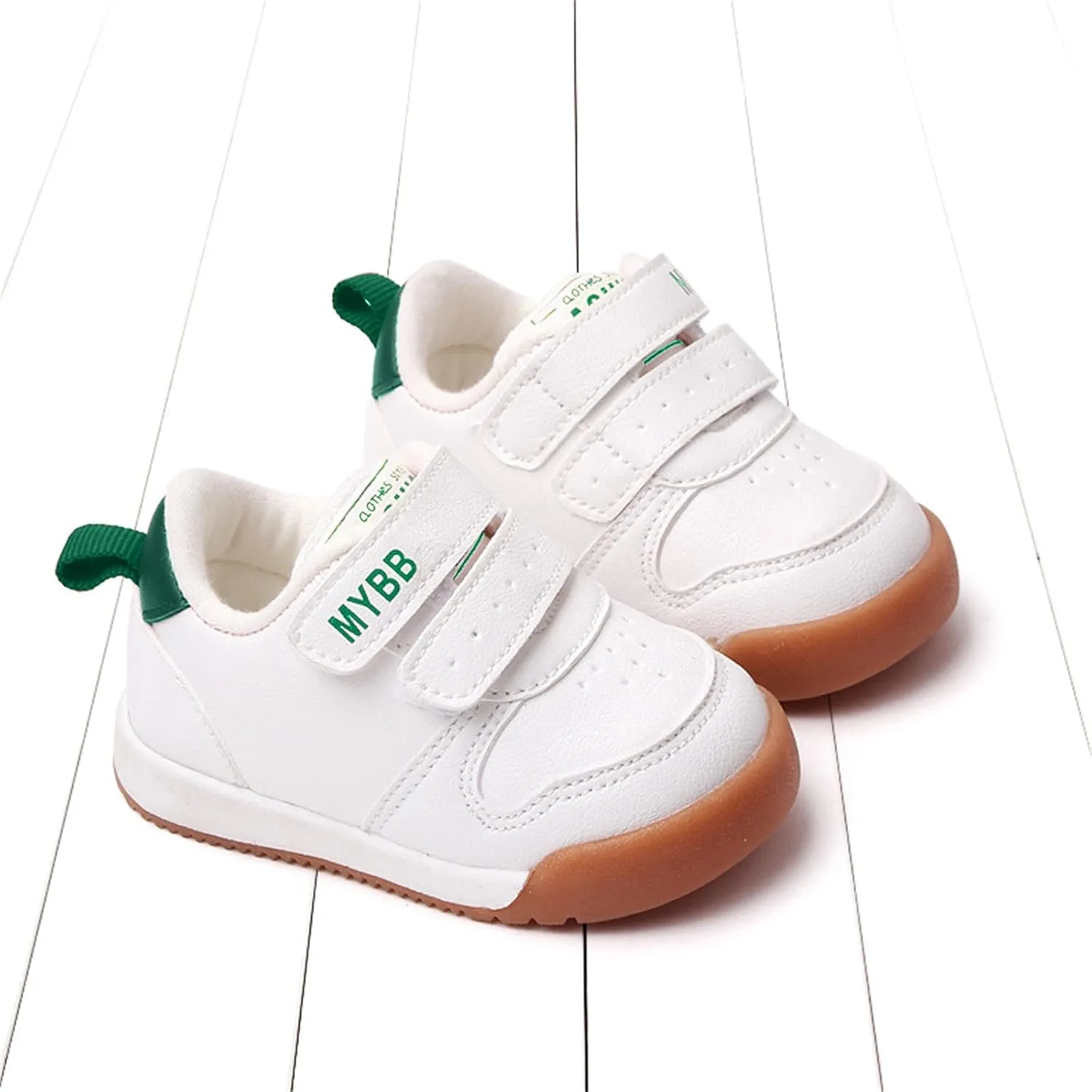 Baby Double Strap Sneakers, Casual Athletic Shoes for Girls Boys, Comfortable Fit Flat Bottom Non Slip Sport Shoes