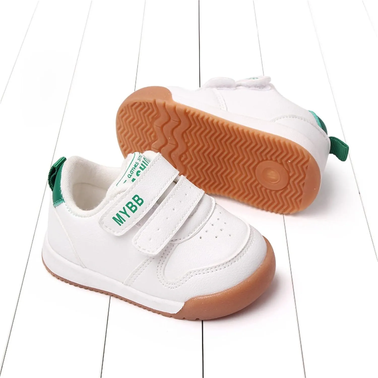 Baby Double Strap Sneakers, Casual Athletic Shoes for Girls Boys, Comfortable Fit Flat Bottom Non Slip Sport Shoes
