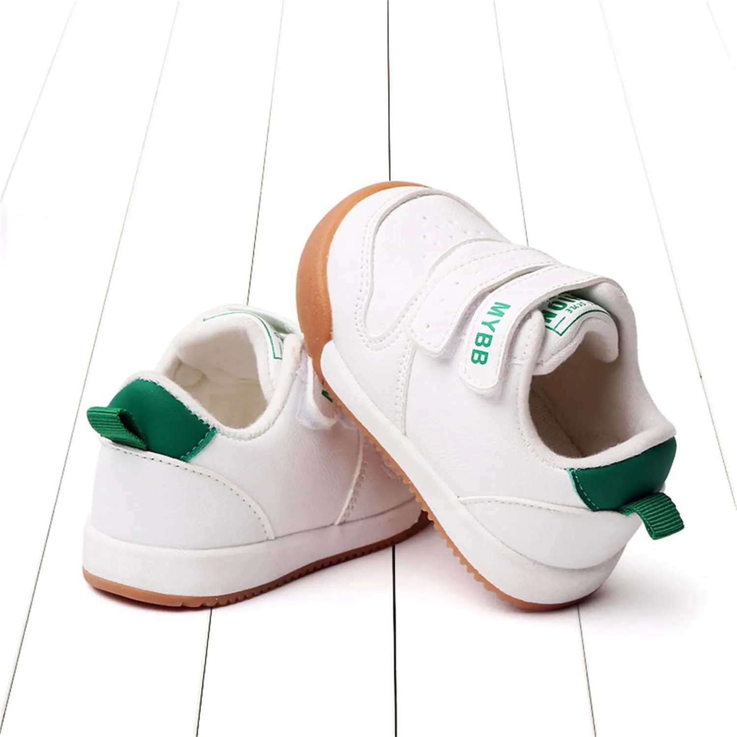 Baby Double Strap Sneakers, Casual Athletic Shoes for Girls Boys, Comfortable Fit Flat Bottom Non Slip Sport Shoes