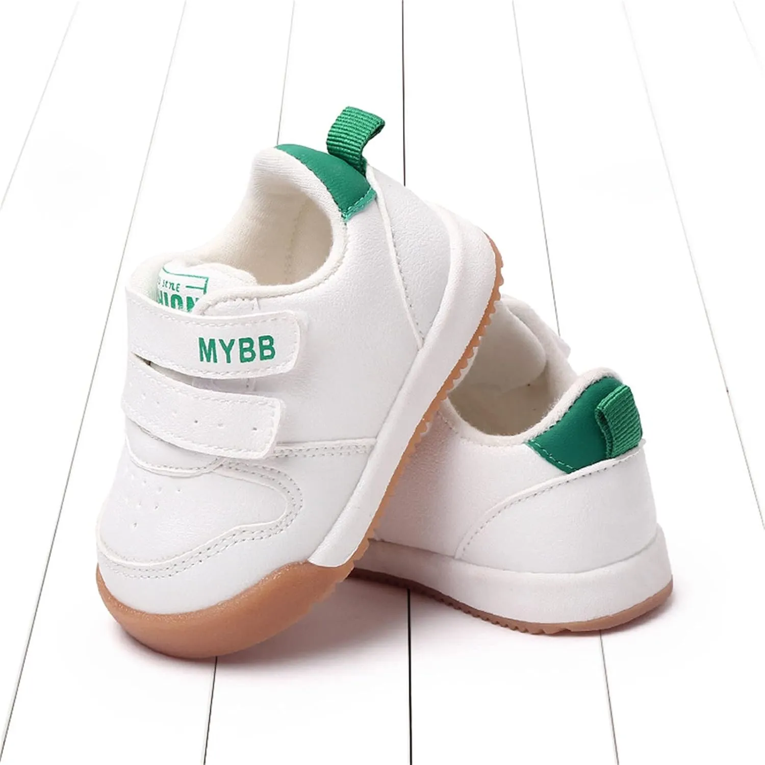 Baby Double Strap Sneakers, Casual Athletic Shoes for Girls Boys, Comfortable Fit Flat Bottom Non Slip Sport Shoes