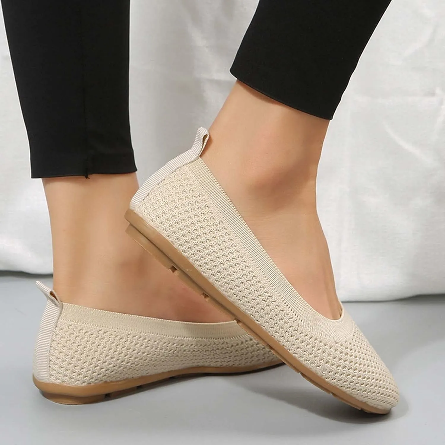 Ballet Flats Shoes for Women Fashion Square Toe Slip on Flat Shoe Cute Breathable Dressy Workout Hiking Sandals Footwear