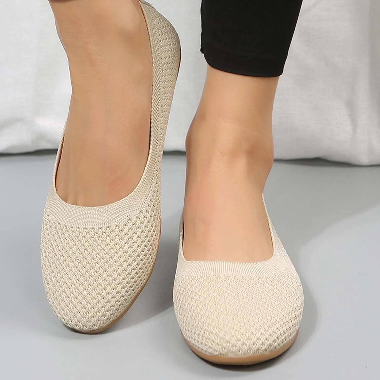 Ballet Flats Shoes for Women Fashion Square Toe Slip on Flat Shoe Cute Breathable Dressy Workout Hiking Sandals Footwear
