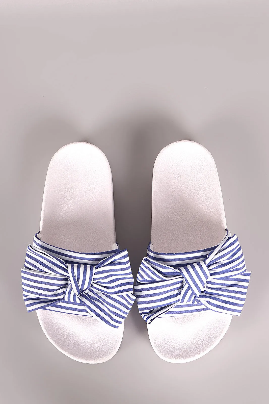 Bamboo Printed Oversized Bow Lug Sole Slide Sandal