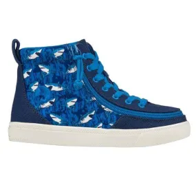 Billy Footwear Kid's Boys High Top Sneakers- Blue Sharks