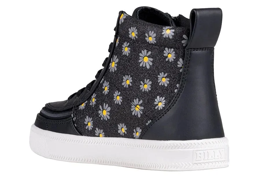 Billy Footwear Kid's Girls High Top Sneakers- Black Daisy