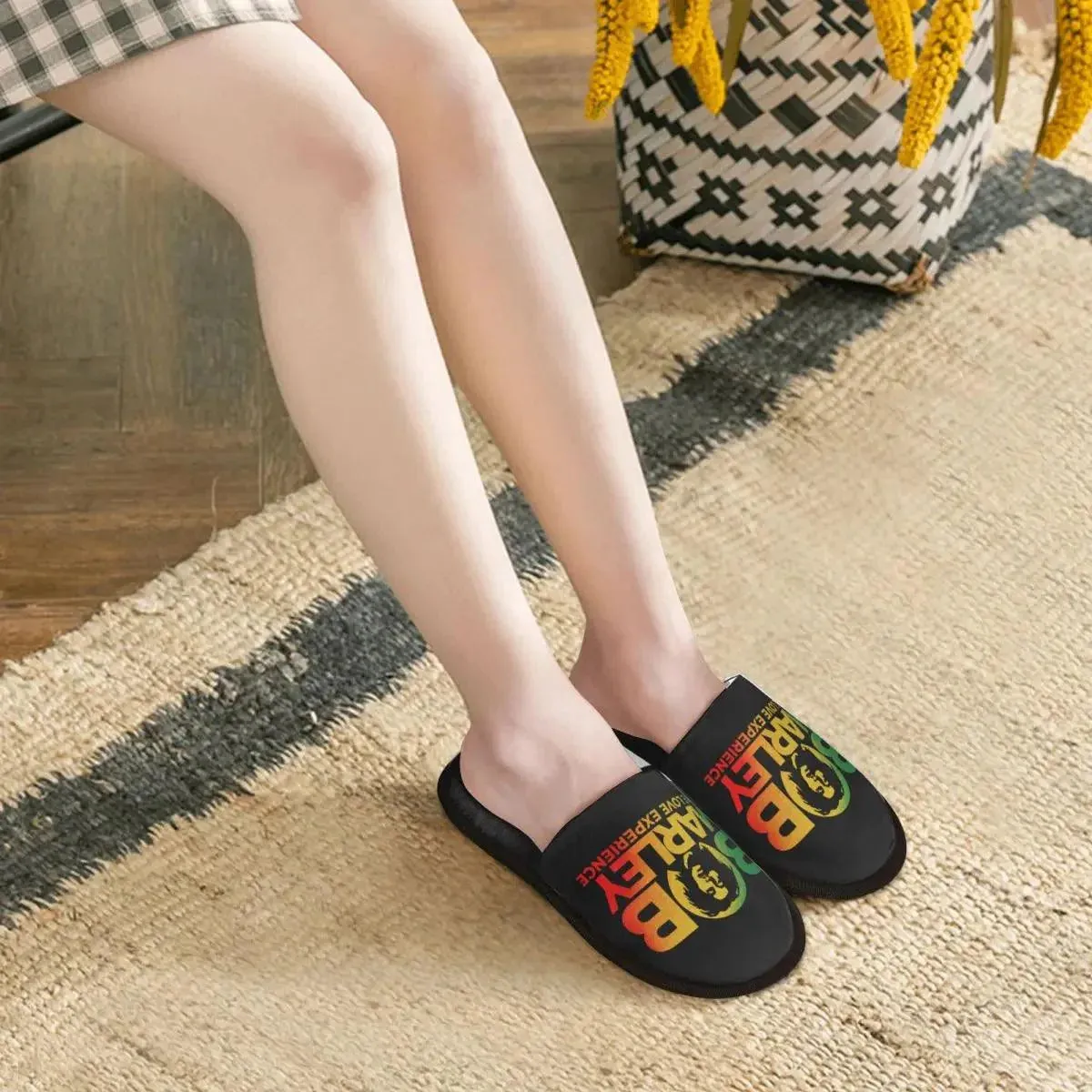 Bob Marley Comfort Scuff Slippers – Memory Foam Indoor House Shoes for Women