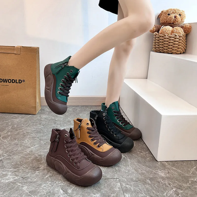Bootara 2025 Autumn/Winter High-Top Sneakers for Women, Trendy & Versatile Casual Platform Shoes, Comfortable Stylish Fashionable Streetwear, Breathable and Durable