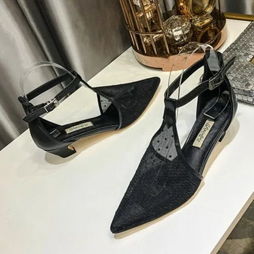 Breathable Mesh Cool Sexy Pointed Toe Women Heels Shoes