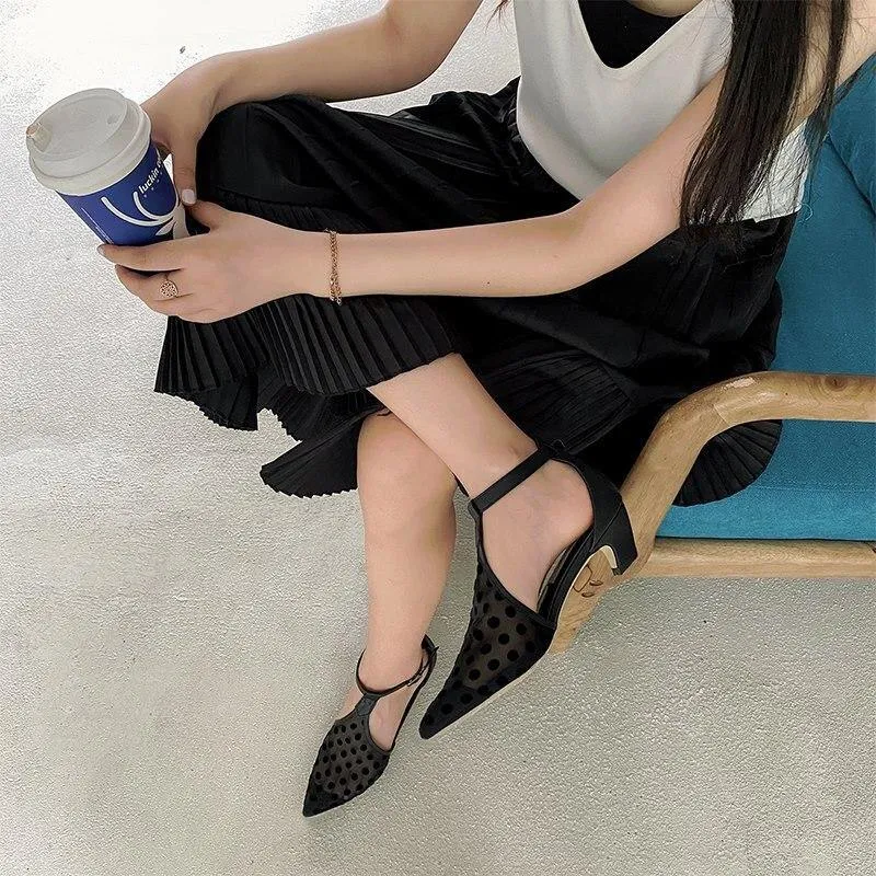 Breathable Mesh Cool Sexy Pointed Toe Women Heels Shoes