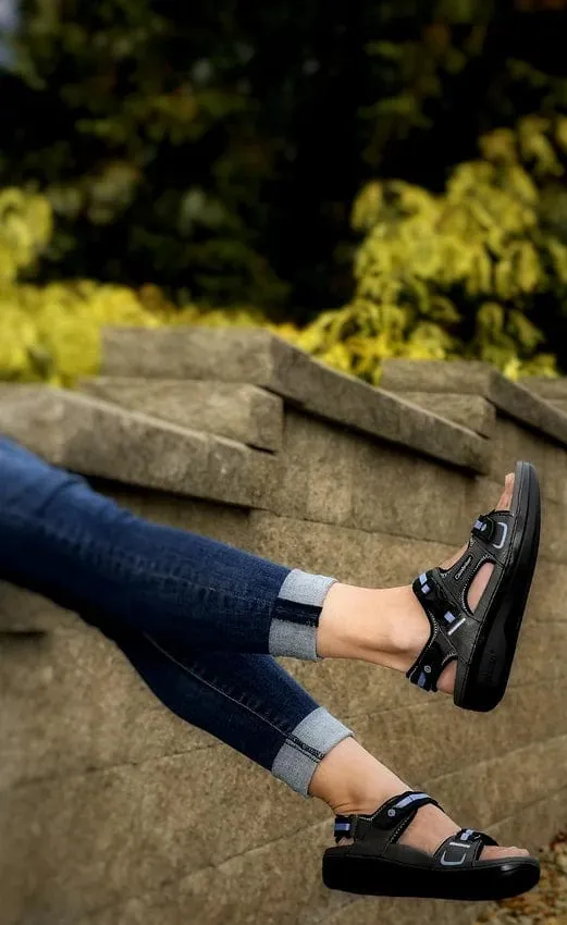 Cambrian Women's Marina Walking Sandals- Black/ Blue