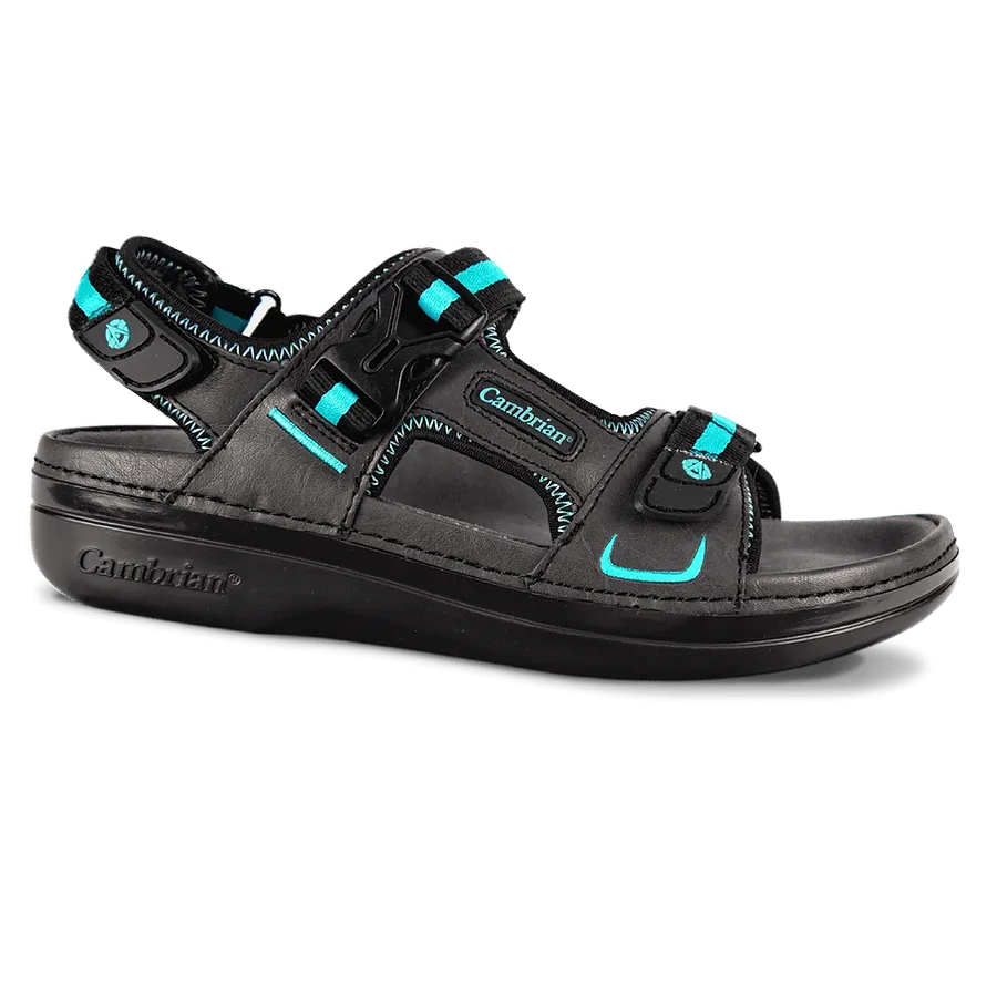 Cambrian Women's Marina Walking Sandals- Black/ Blue