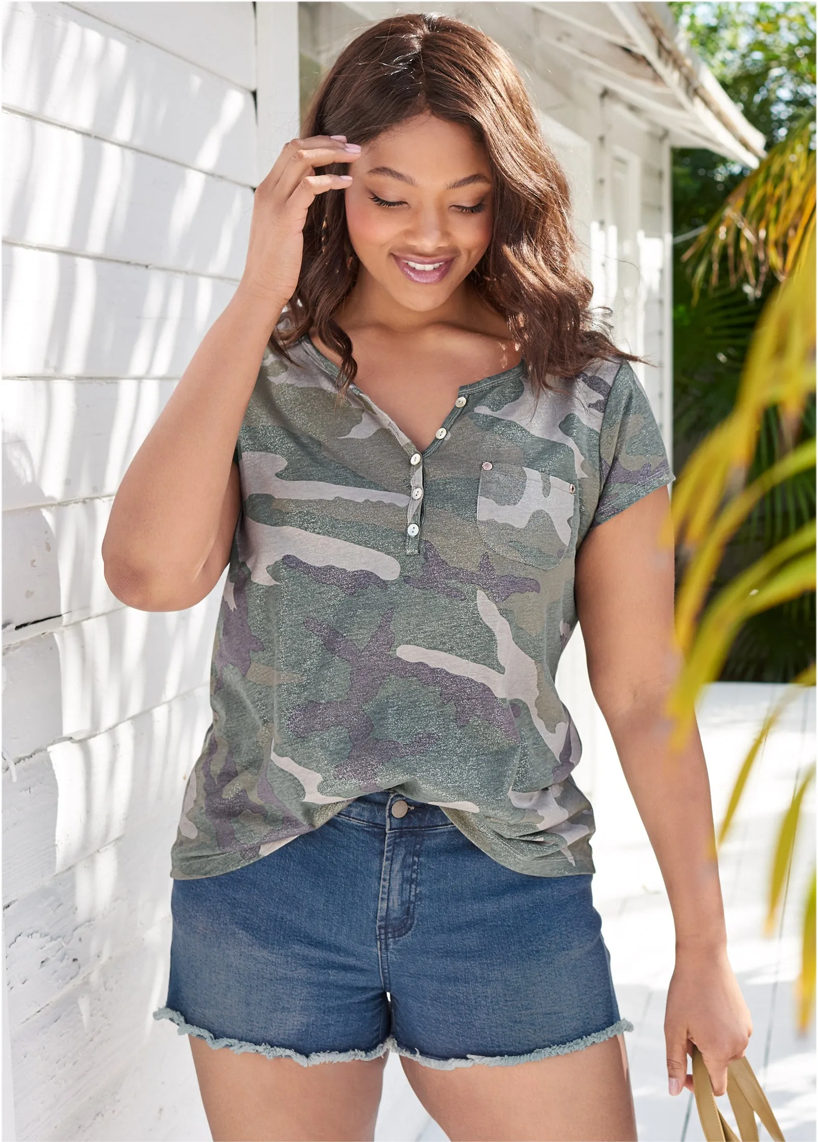 Camo Pocket Top - Olive Multi