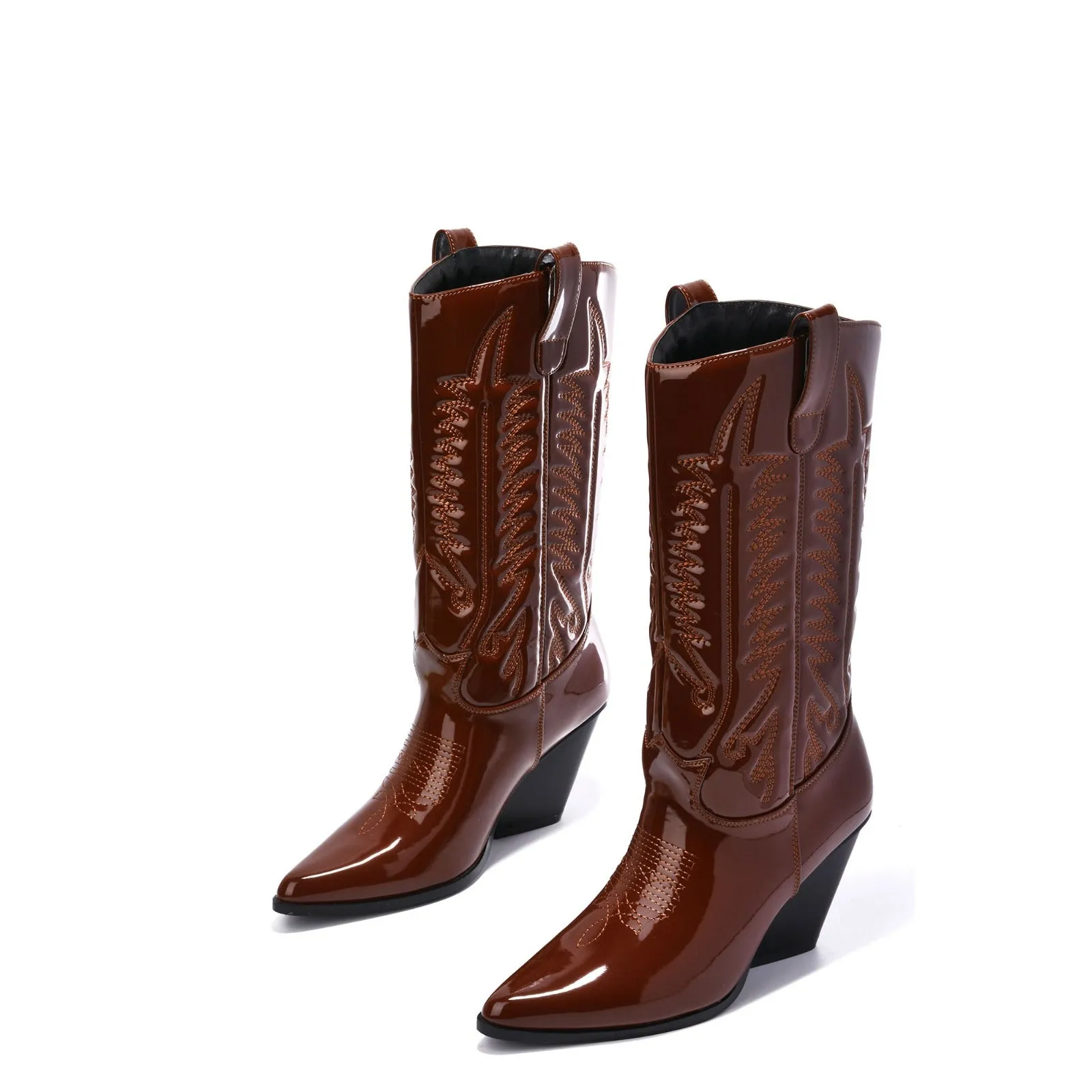 Cape Robbin SOUTHERN BELLE Cowgirl Mid Calf Pointy Toe Boots BROWN (11, BROWN)