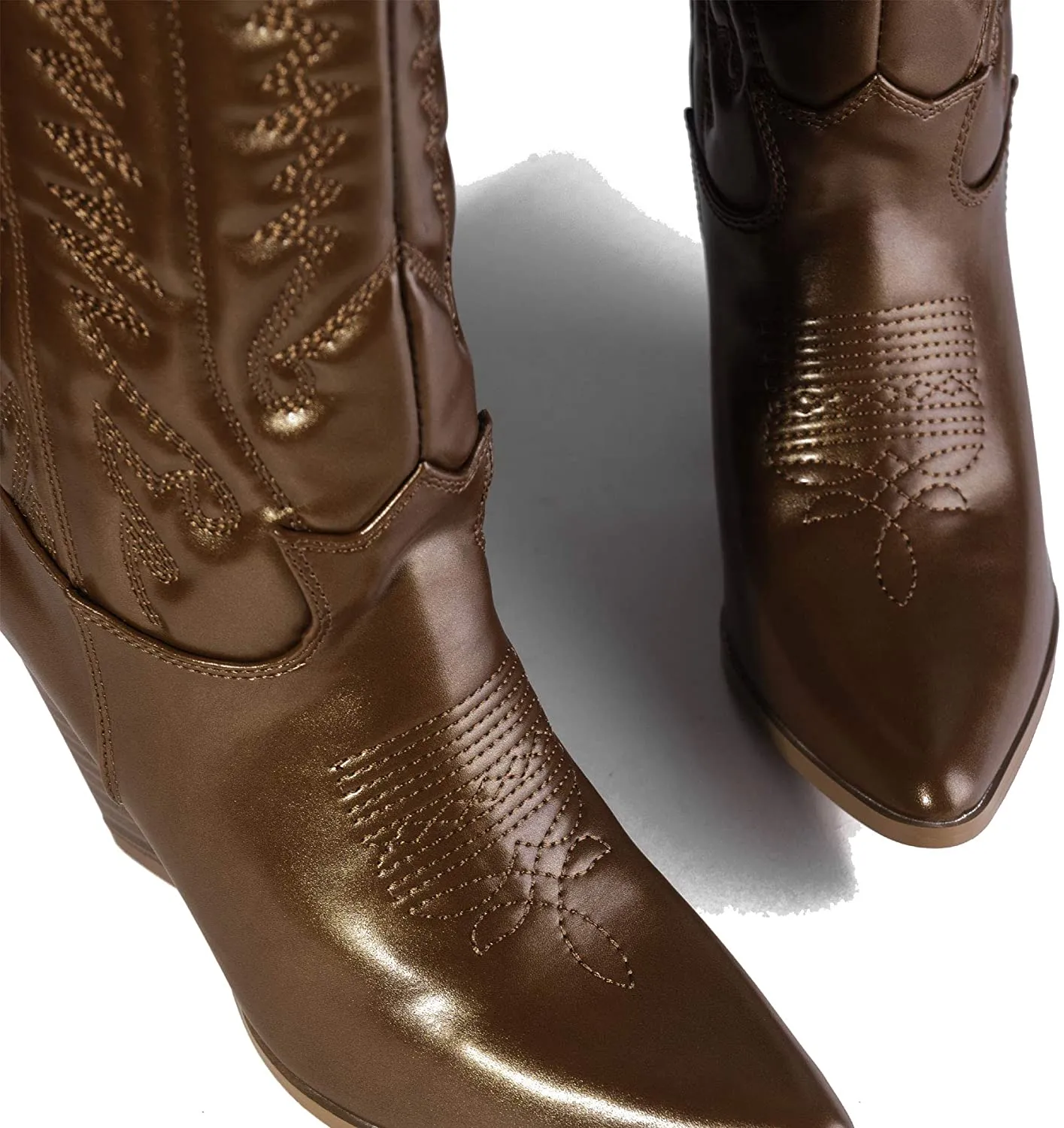 Cape Robbin SOUTHERN BELLE Cowgirl Mid Calf Pointy Toe Boots BROWN (11, BROWN)