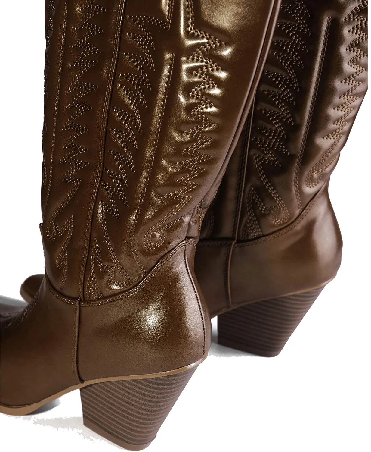 Cape Robbin SOUTHERN BELLE Cowgirl Mid Calf Pointy Toe Boots BROWN (11, BROWN)