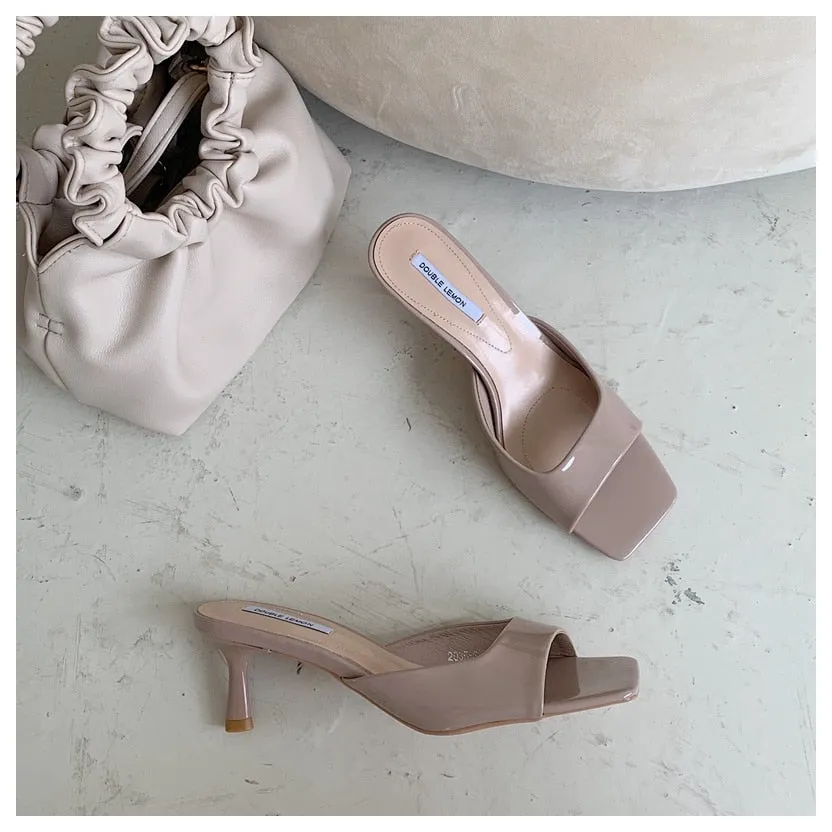 Chic Square-Toe High Heel Slides