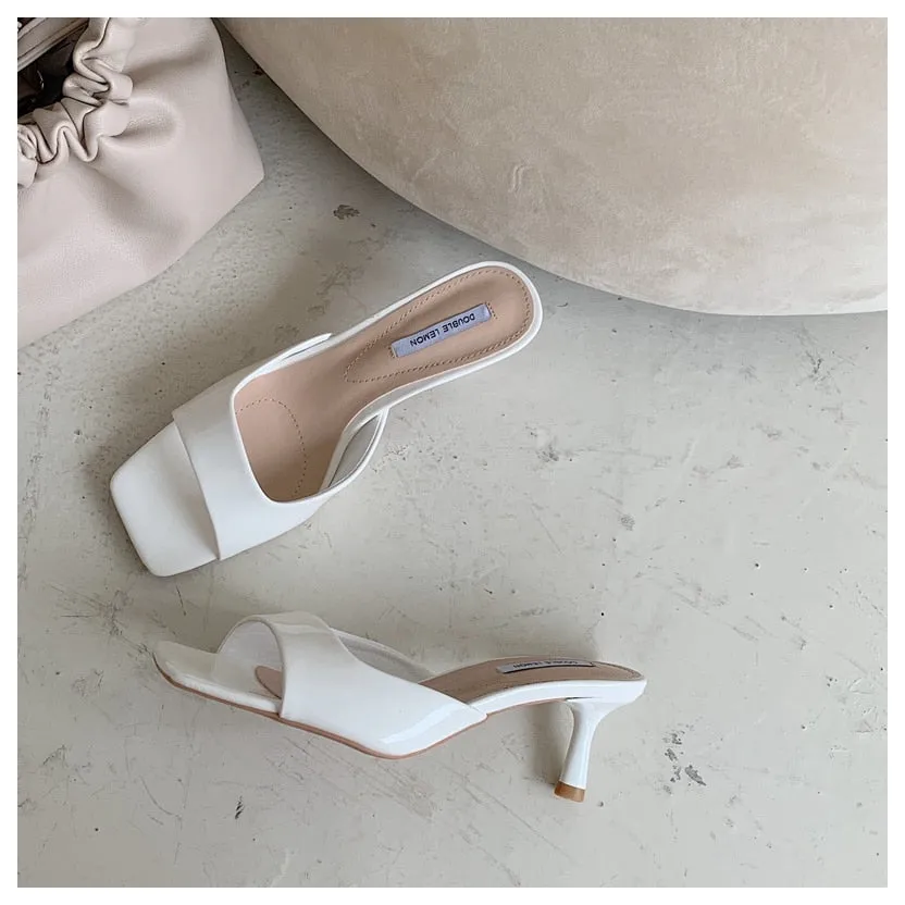 Chic Square-Toe High Heel Slides
