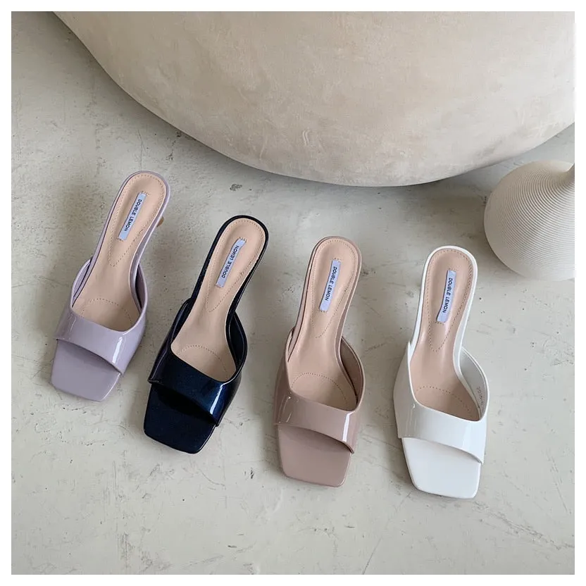 Chic Square-Toe High Heel Slides