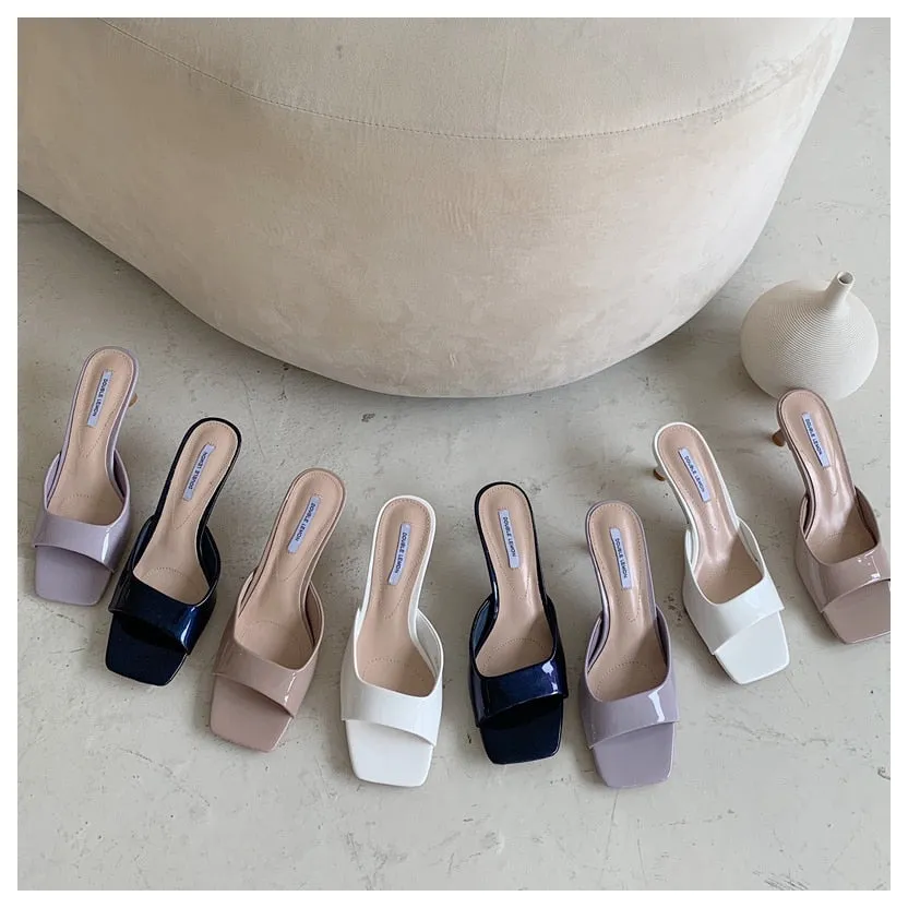 Chic Square-Toe High Heel Slides