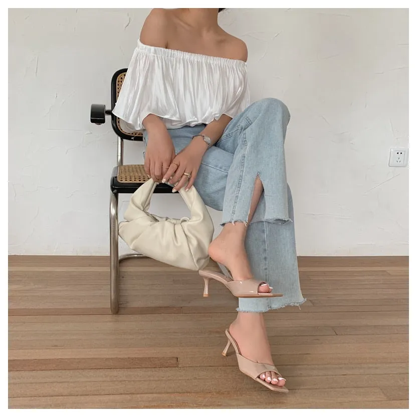 Chic Square-Toe High Heel Slides
