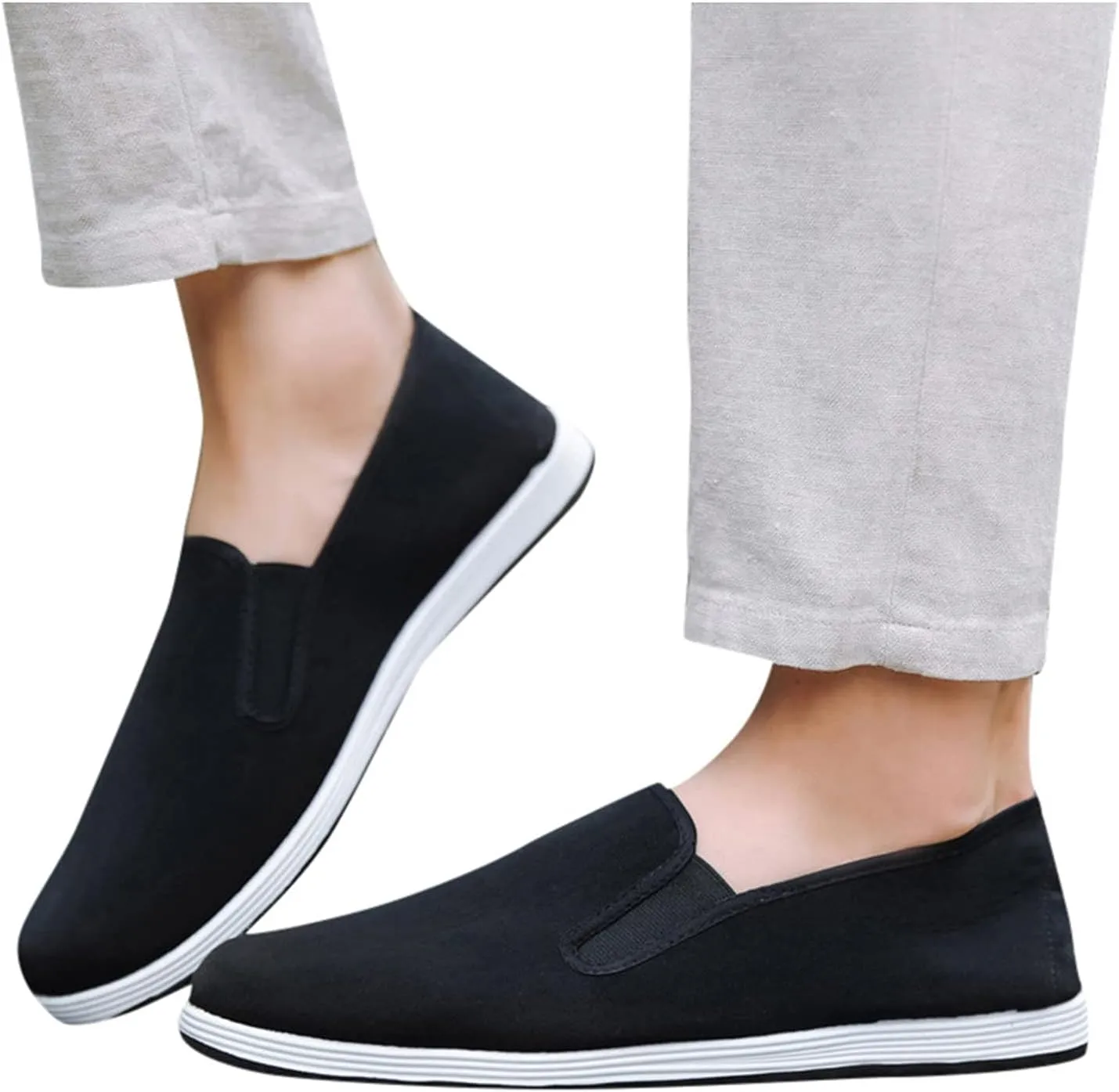 Chinese Traditional Old Beijing Shoes Comfortable Slip On Wide Width Casual Sneaker Unisex Rubber Sole Shoes
