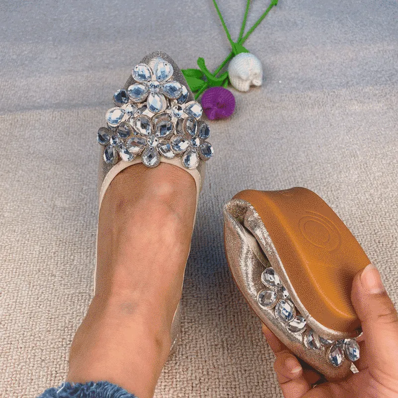 Cilool  Casual Comfort Dressy Flats For Wedding Bling Sparkly Bridal Shoes CF402