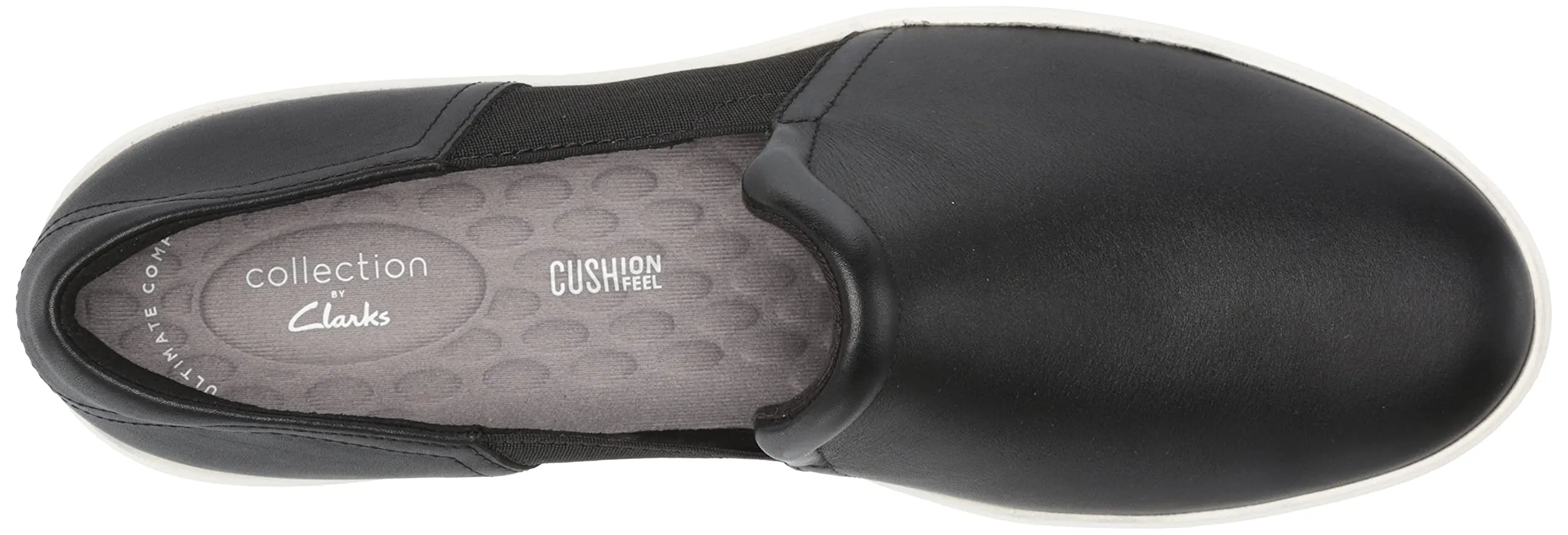 Clarks Layton Band Black Leather White Platform Slip On Wedge Platform Sneakers