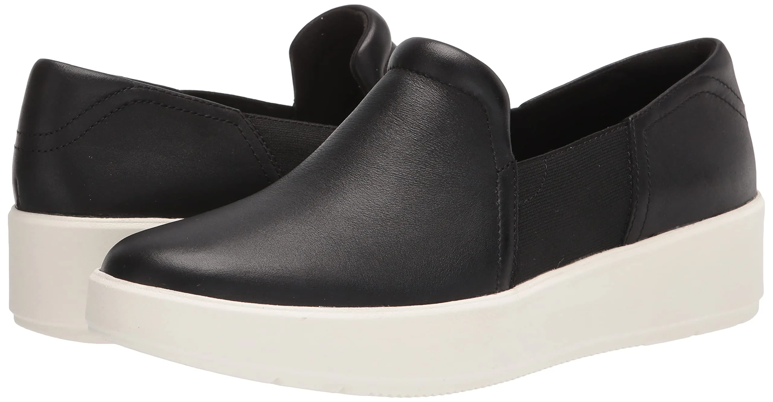 Clarks Layton Band Black Leather White Platform Slip On Wedge Platform Sneakers