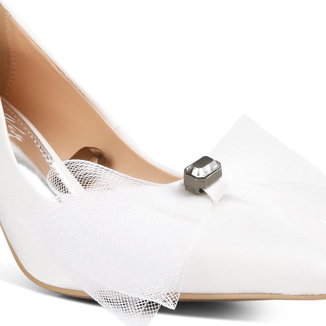 Diamante Embellished Bow Stiletto Pumps