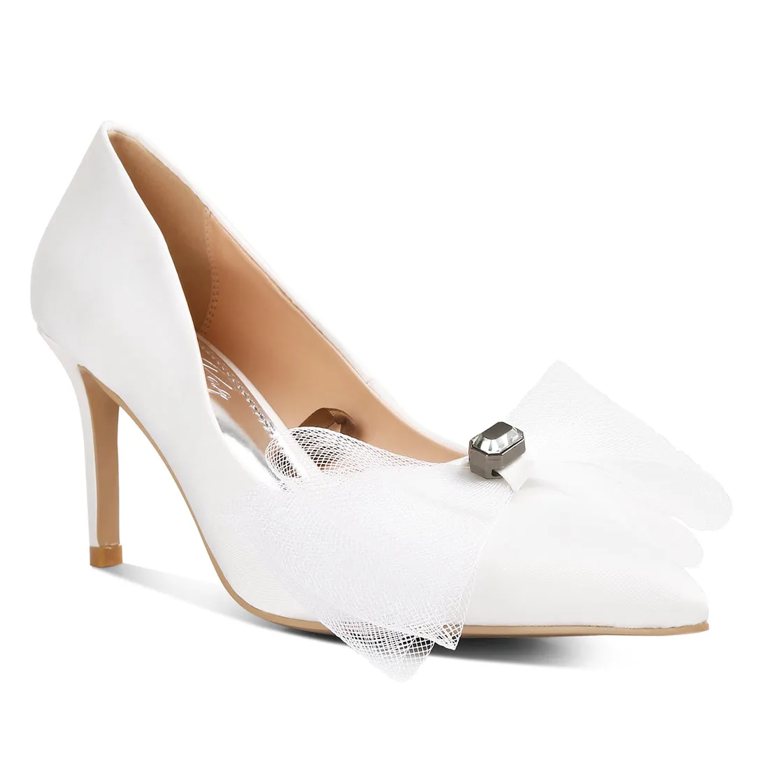 Diamante Embellished Bow Stiletto Pumps