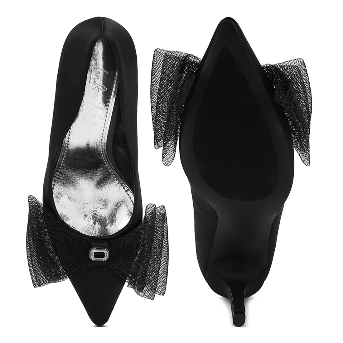 Diamante Embellished Bow Stiletto Pumps