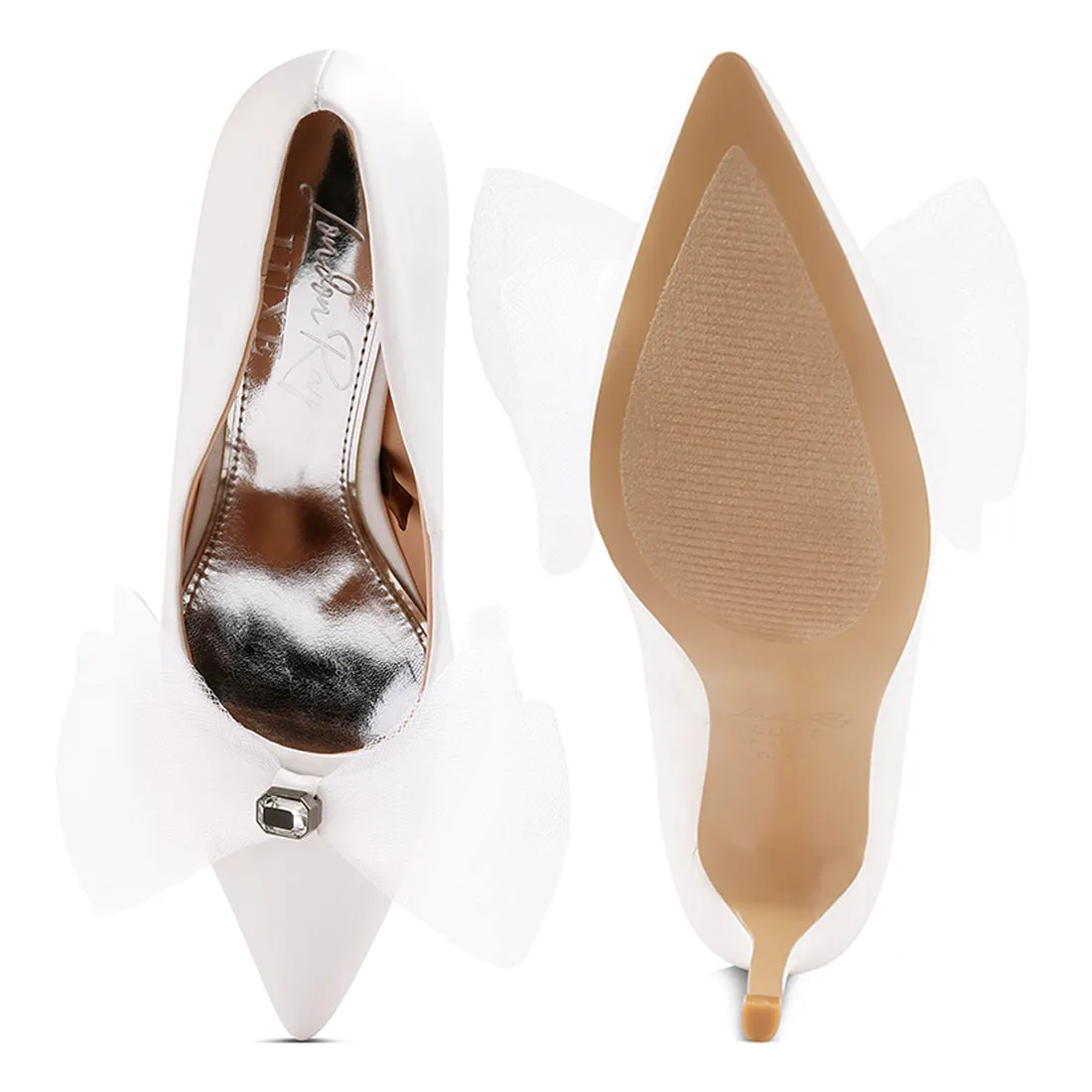 Diamante Embellished Bow Stiletto Pumps