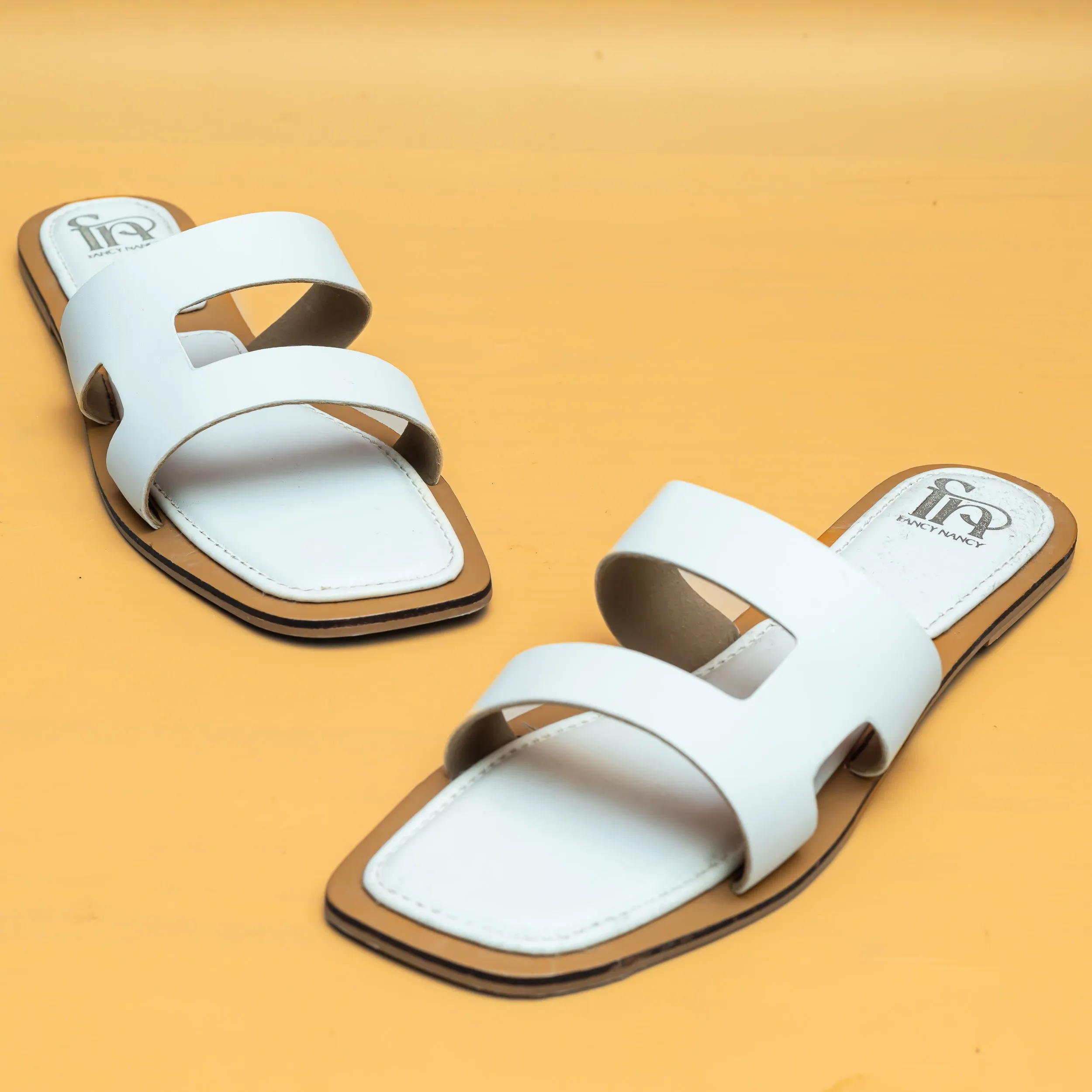 Double Strap Flats - White