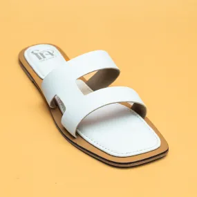 Double Strap Flats - White