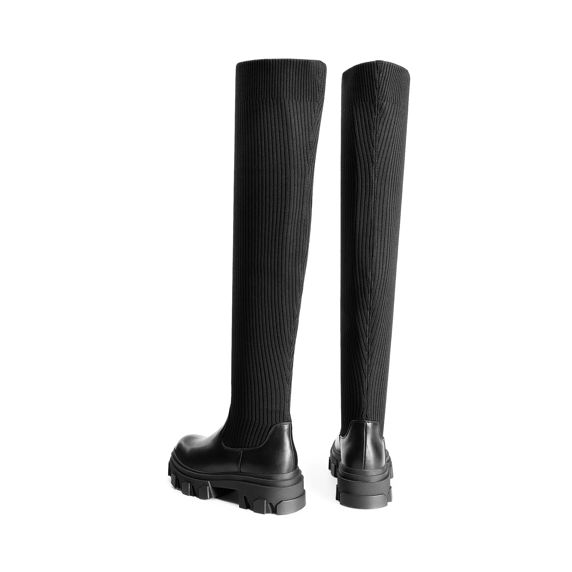 Dream Pairs Over The Knee Platform Thigh High Boots Long Stretch Soft Chunky Lug Sole Fall Boots