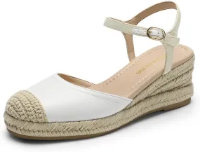 DREAM PAIRS Women's Wedge Sandals, Closed Toe Espadrilles Platform Wedge Heels with Adjustable Ankle Straps and Comfortable Cushion Insoles