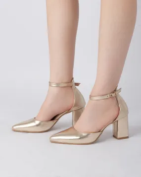 Elegant Ankle Strap Heels - Gold