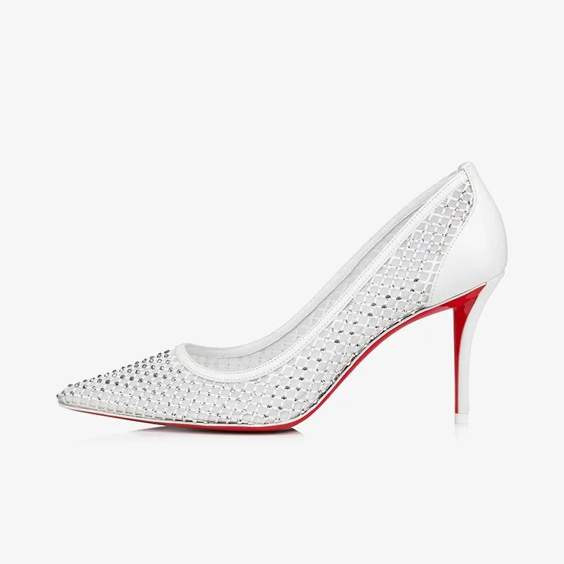 Elegant White Mesh Pumps