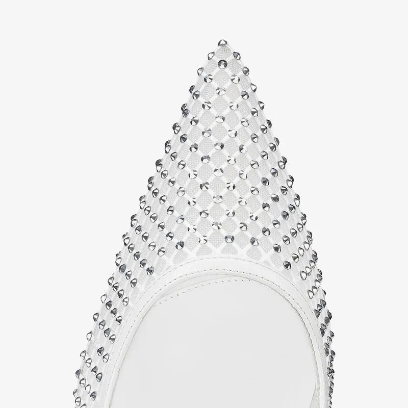 Elegant White Mesh Pumps