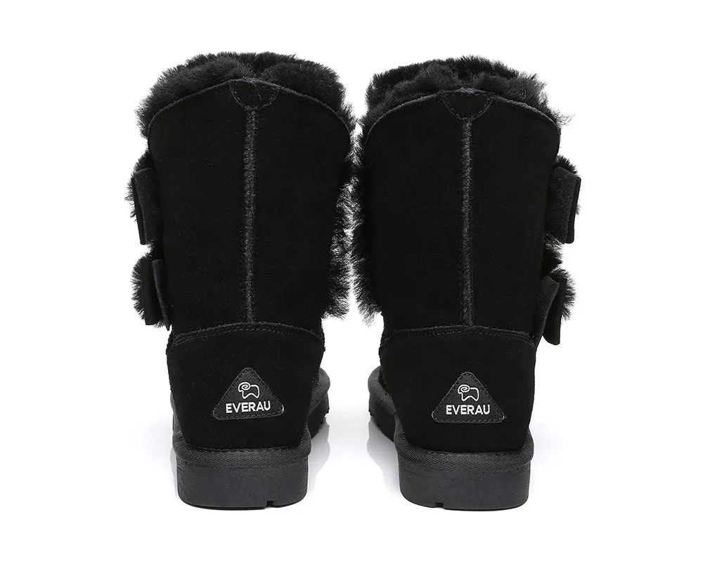 EVERAU® Sheepskin Double Bow Boots Women Eira
