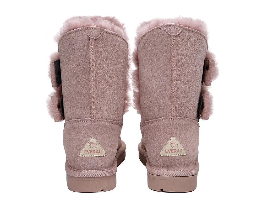 EVERAU® Sheepskin Double Bow Boots Women Eira