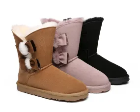 EVERAU® Sheepskin Double Bow Boots Women Eira