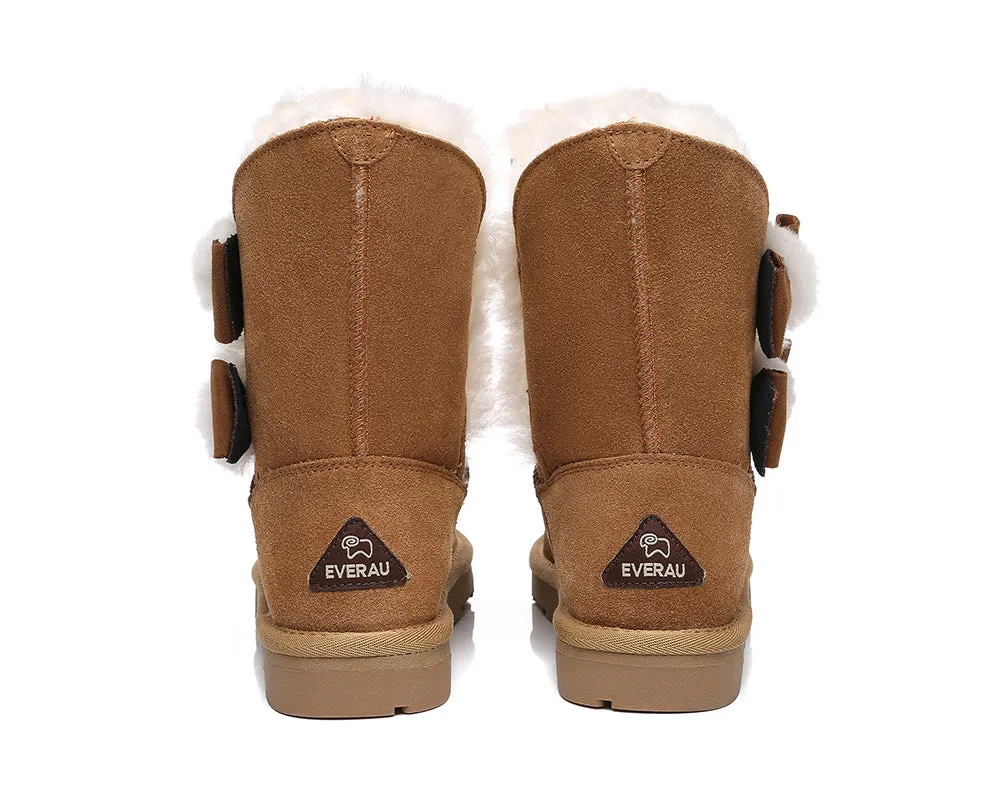 EVERAU® Sheepskin Double Bow Boots Women Eira