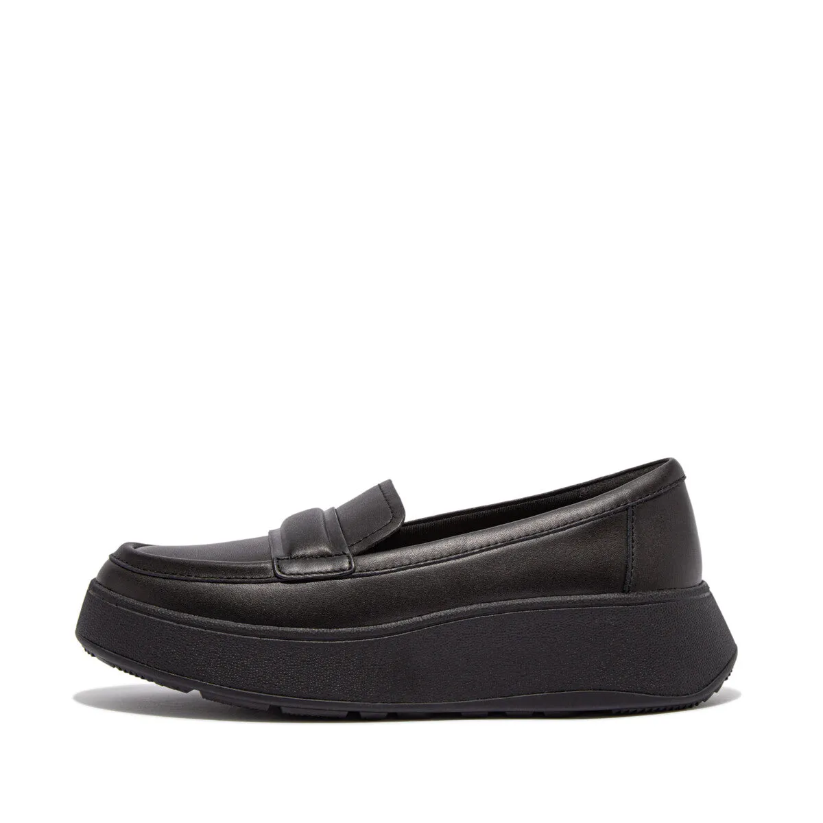 F-MODE Padded-Detail Leather Flatform Loafers